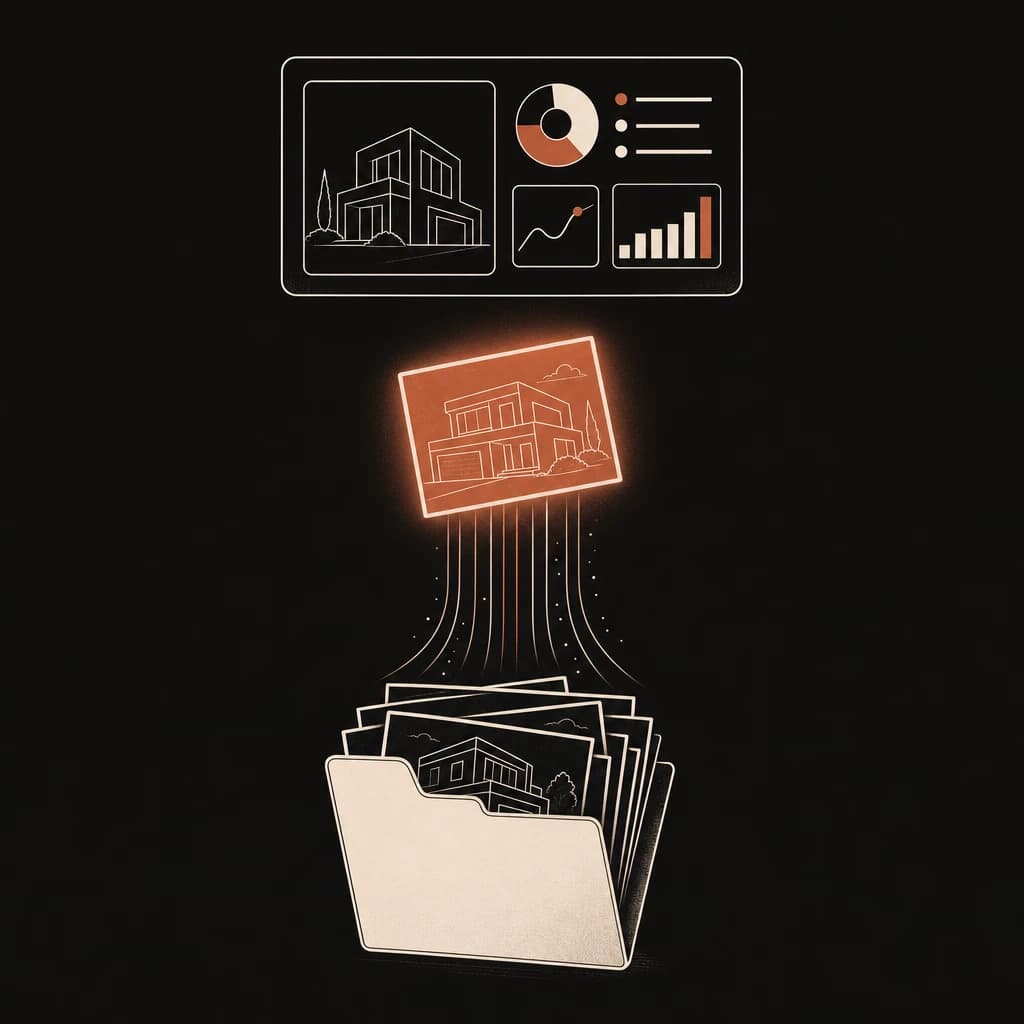 Illustration of a folder of house photos uploading into the JRAHDR dashboard